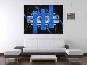 Ručně malovaný obraz Modré linie Rozměry: 120 x 80 cm