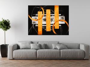 Ručně malovaný obraz Oranžové linie Rozměry: 70 x 100 cm