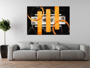 Ručně malovaný obraz Oranžové linie Rozměry: 120 x 80 cm