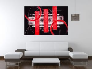 Ručně malovaný obraz Červené linie Rozměry: 120 x 80 cm