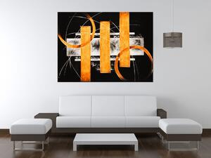 Ručně malovaný obraz Oranžové linie Rozměry: 120 x 80 cm