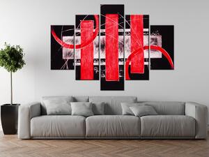 Ručně malovaný obraz Červené linie - 5 dílný Rozměry: 150 x 105 cm