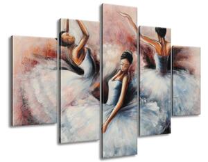 Ručně malovaný obraz Nádherné baletky - 5 dílný Rozměry: 150 x 70 cm