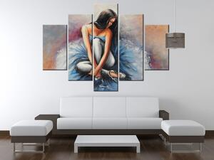 Ručně malovaný obraz Tmavovlasá baletka - 5 dílný Rozměry: 100 x 70 cm