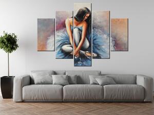 Ručně malovaný obraz Tmavovlasá baletka - 5 dílný Rozměry: 100 x 70 cm