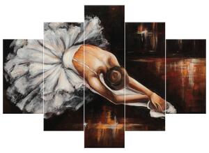 Ručně malovaný obraz Rozcvička baletky - 5 dílný Rozměry: 150 x 105 cm