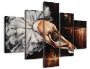 Ručně malovaný obraz Rozcvička baletky - 5 dílný Rozměry: 100 x 70 cm