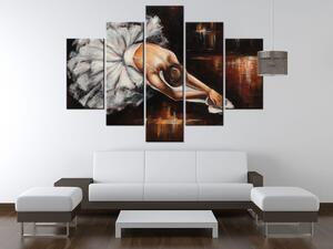 Ručně malovaný obraz Rozcvička baletky - 5 dílný Rozměry: 150 x 70 cm