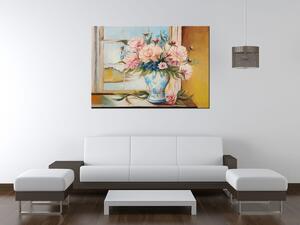 Ručně malovaný obraz Barevné květiny ve váze Rozměry: 100 x 70 cm