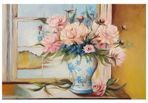 Ručně malovaný obraz Barevné květiny ve váze Rozměry: 115 x 85 cm
