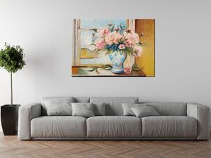 Ručně malovaný obraz Barevné květiny ve váze Rozměry: 120 x 80 cm