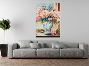 Ručně malovaný obraz Barevné květiny ve váze Rozměry: 70 x 100 cm