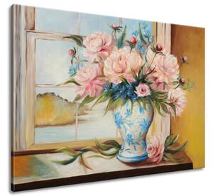 Gario Ručně malovaný obraz Barevné květiny ve váze Velikost: 115 x 85 cm