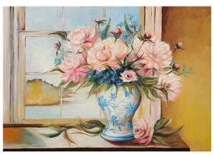 Ručně malovaný obraz Barevné květiny ve váze Rozměry: 100 x 70 cm