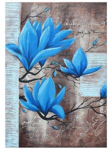 Ručně malovaný obraz Nádherná modrá magnolie Rozměry: 120 x 80 cm