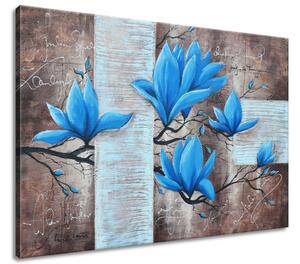 Ručně malovaný obraz Nádherná modrá magnolie Velikost: 100 x 70 cm