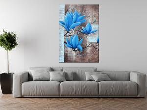 Ručně malovaný obraz Nádherná modrá magnolie Rozměry: 70 x 100 cm