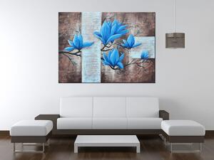 Ručně malovaný obraz Nádherná modrá magnolie Rozměry: 100 x 70 cm
