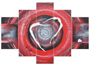 Ručně malovaný obraz Postavy v červeném kruhu - 5 dílný Rozměry: 150 x 70 cm