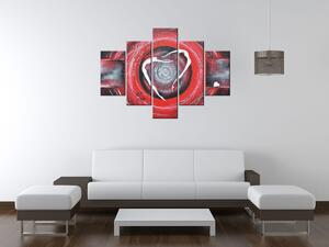 Ručně malovaný obraz Postavy v červeném kruhu - 5 dílný Rozměry: 150 x 105 cm