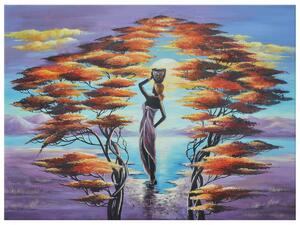 Ručně malovaný obraz Africká žena s košíkem Rozměry: 120 x 80 cm