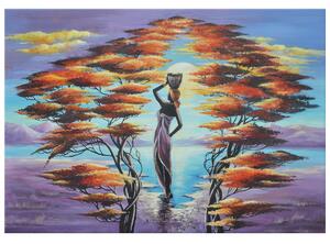 Ručně malovaný obraz Africká žena s košíkem Rozměry: 100 x 70 cm