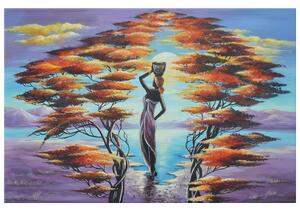 Ručně malovaný obraz Africká žena s košíkem Rozměry: 120 x 80 cm
