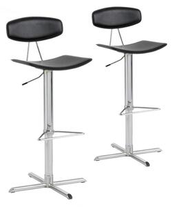 Barová židle Daran II - set 2 ks Black PU WAX / Chrom