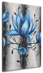 Ručně malovaný obraz Kytice modrých magnólií Rozměry: 120 x 80 cm