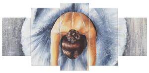 Ručně malovaný obraz Baletka v modrém - 5 dílný Rozměry: 150 x 70 cm