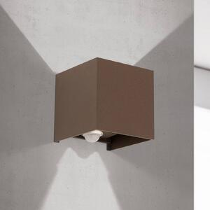 ORION Venkovní nástěnné svítidlo LED Cube-S, corten, kov, senzor, Hnědá / rez, Hliník, Moderní, Nástěnné svítidlo / světlem dolů