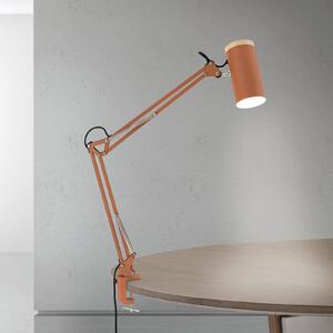 ORION Stolní lampa Gili, korálově červená, svěrka, ocel, výška 75 cm, E27, Červená, Pracovna / kancelář, kov, Moderní