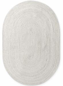 Hanse Home, Kusový koberec Jute Braided 106321 White ovál, 160x230 ovál, bílá, chodba / předsíň