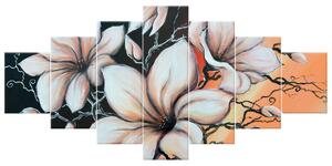 Ručně malovaný obraz Magnolie při západu - 7 dílný Rozměry: 210 x 100 cm