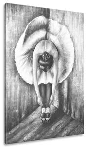 Ručně malovaný obraz Šedá rozcvička baletky Velikost: 70 x 100 cm
