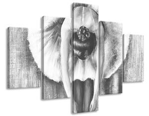 Gario 5 dílný ručně malovaný obraz Šedá rozcvička baletky Velikost: 100 x 70 cm