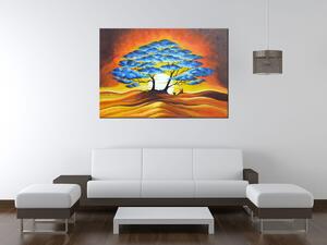 Ručně malovaný obraz Odpočinek pod modrým stromem Rozměry: 115 x 85 cm