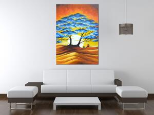 Ručně malovaný obraz Odpočinek pod modrým stromem Rozměry: 120 x 80 cm