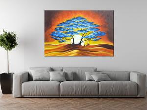 Ručně malovaný obraz Odpočinek pod modrým stromem Rozměry: 70 x 100 cm