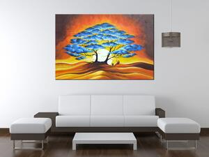 Ručně malovaný obraz Odpočinek pod modrým stromem Rozměry: 100 x 70 cm