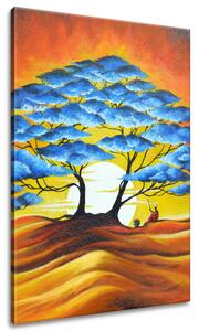 Ručně malovaný obraz Odpočinek pod modrým stromem Rozměry: 100 x 70 cm