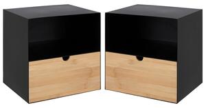 Závěsný noční stolek Vadia I - set 2 ks Black / Bamboo