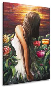 Ručně malovaný obraz Žena mezi květinami Rozměry: 100 x 70 cm