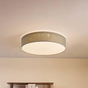 Lindby LED stropní svítidlo Ellamina, 60 cm, světle šedá, textil, stmívatelný, Hliník / šedá / zinek, Obývací pokoj / jídelna, Textil / tkanina / hedvábí, Moderní