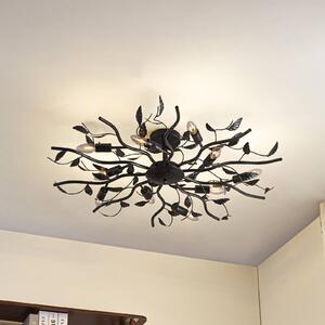Lindby Stropní světlo Yos, 10 žárovek, 95 cm, černá-zlatá, E14, stmívatelný, Černá, Ložnice, kov, Florentinský
