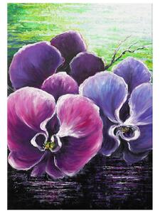 Ručně malovaný obraz Orchidea u potoka Rozměry: 70 x 100 cm