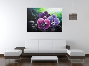 Ručně malovaný obraz Orchidea u potoka Rozměry: 120 x 80 cm