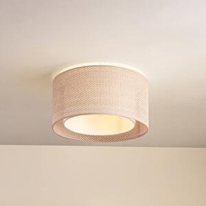 Lindby Stropní svítidlo Soula, Ø 40 cm, béžová barva, plast, E27, stmívatelný, Krémová / jantar, Obývací pokoj / jídelna, Plast, Venkovský / rustikální