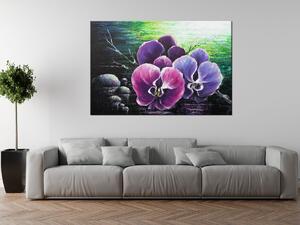 Ručně malovaný obraz Orchidea u potoka Rozměry: 120 x 80 cm