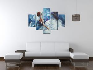 Ručně malovaný obraz Krásná žena během tance - 5 dílný Rozměry: 150 x 70 cm